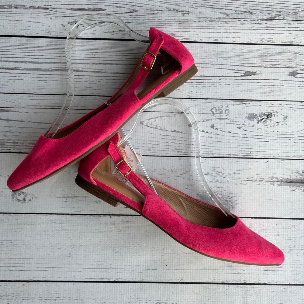 Old Navy Womens NEW Pink Preppy Slingback Flats Size 8 Barbiecore Balletcore